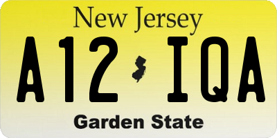 NJ license plate A12IQA