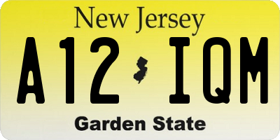 NJ license plate A12IQM