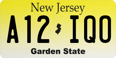 NJ license plate A12IQO