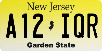NJ license plate A12IQR