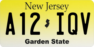 NJ license plate A12IQV