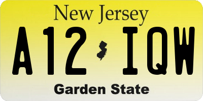 NJ license plate A12IQW