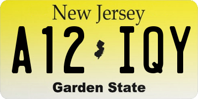 NJ license plate A12IQY
