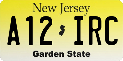 NJ license plate A12IRC