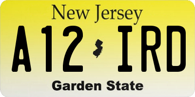 NJ license plate A12IRD