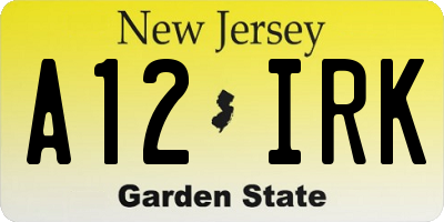 NJ license plate A12IRK