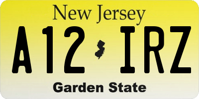 NJ license plate A12IRZ