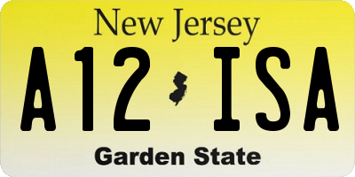 NJ license plate A12ISA