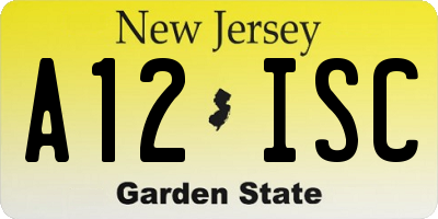 NJ license plate A12ISC