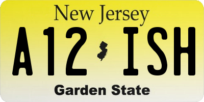 NJ license plate A12ISH