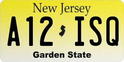 NJ license plate A12ISQ