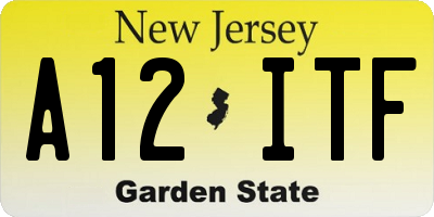 NJ license plate A12ITF