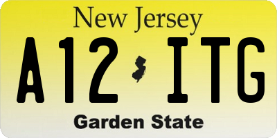 NJ license plate A12ITG