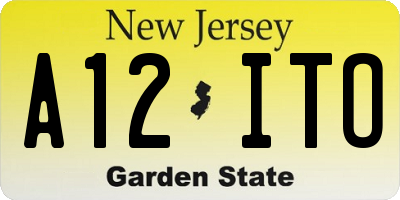 NJ license plate A12ITO