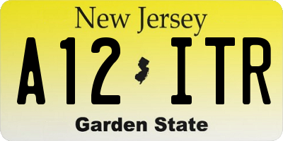 NJ license plate A12ITR