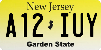 NJ license plate A12IUY