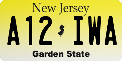 NJ license plate A12IWA