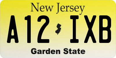 NJ license plate A12IXB