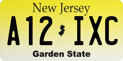 NJ license plate A12IXC