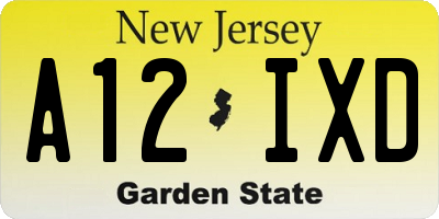 NJ license plate A12IXD