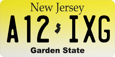NJ license plate A12IXG