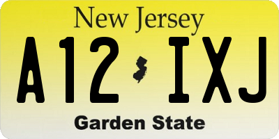 NJ license plate A12IXJ
