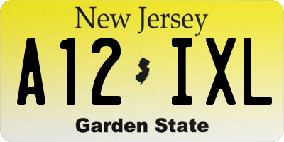 NJ license plate A12IXL
