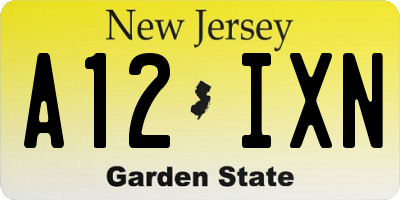 NJ license plate A12IXN