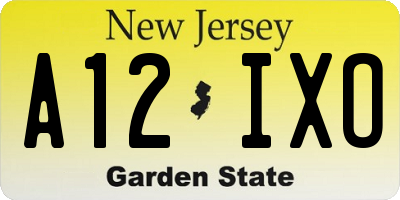 NJ license plate A12IXO