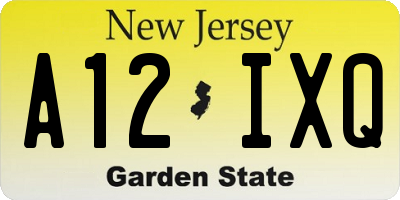 NJ license plate A12IXQ
