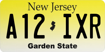 NJ license plate A12IXR