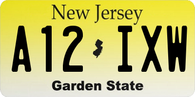 NJ license plate A12IXW