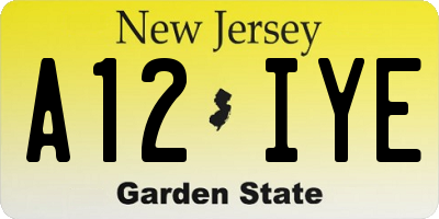 NJ license plate A12IYE