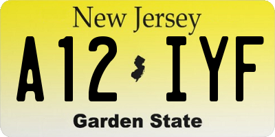 NJ license plate A12IYF