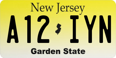 NJ license plate A12IYN