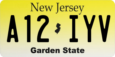 NJ license plate A12IYV