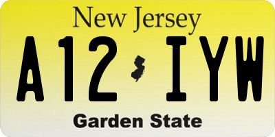 NJ license plate A12IYW