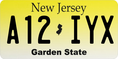 NJ license plate A12IYX