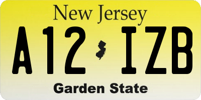 NJ license plate A12IZB