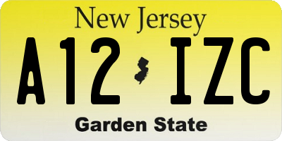 NJ license plate A12IZC