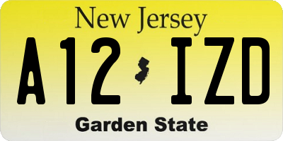 NJ license plate A12IZD
