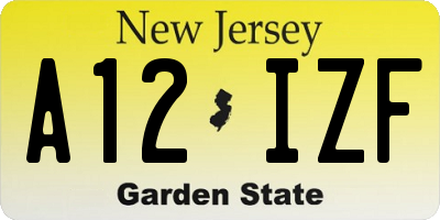 NJ license plate A12IZF