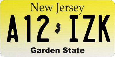 NJ license plate A12IZK
