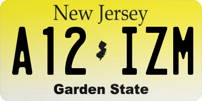 NJ license plate A12IZM