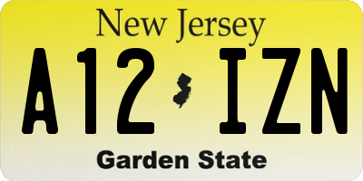 NJ license plate A12IZN