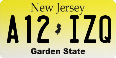 NJ license plate A12IZQ