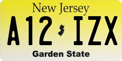 NJ license plate A12IZX