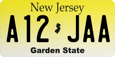 NJ license plate A12JAA