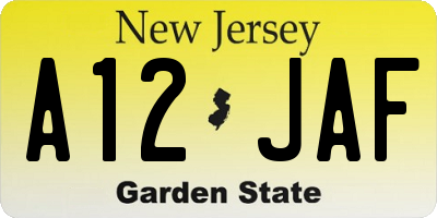 NJ license plate A12JAF