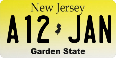 NJ license plate A12JAN